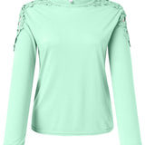 Full Size Cutout Round Neck Long Sleeve T-Shirt
