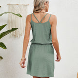 Eyelet Scoop Neck Sleeveless Dress
