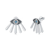 Evil Eye Earrings 925 Sterling Silver Blue Cubic Zirconia Evil Eye Stud Earrings Amulet Spiritua Protection Jewelry Gifts for Women Girls
