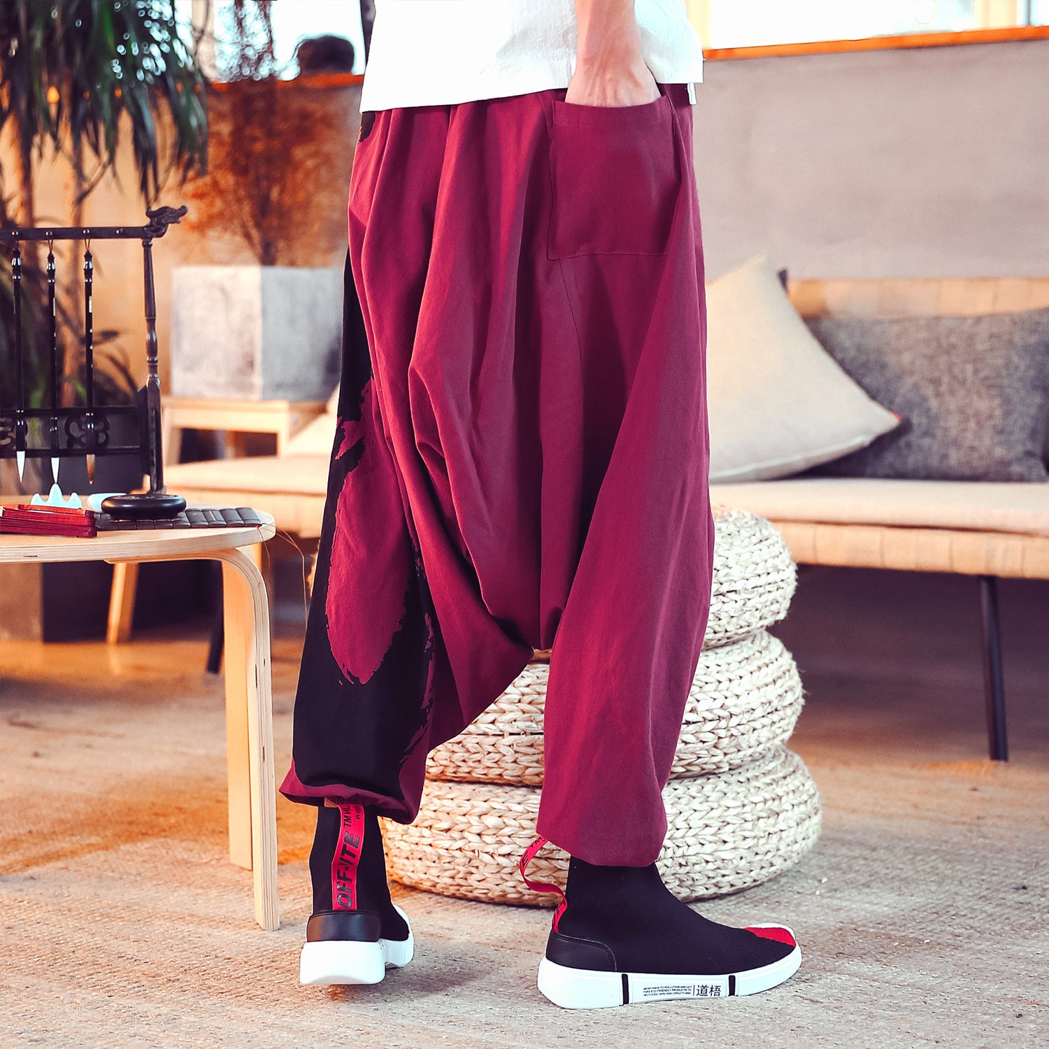 Chinese style nine-point pants
