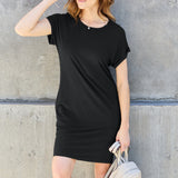 Basic Bae Full Size Round Neck Short Sleeve Dress with Pockets
