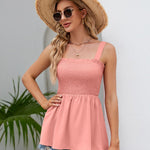 Smocked Square Neck Babydoll Tank
