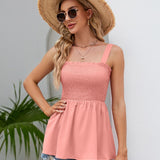 Smocked Square Neck Babydoll Tank
