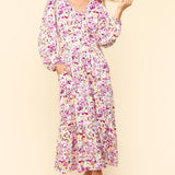 Haptics Full Size Floral V-Neck Long Sleeve Dress with Side Pockets
