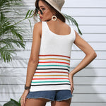 Striped V-Neck Knit Tank
