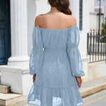 Swiss Dot Off-Shoulder Balloon Sleeve Dress
