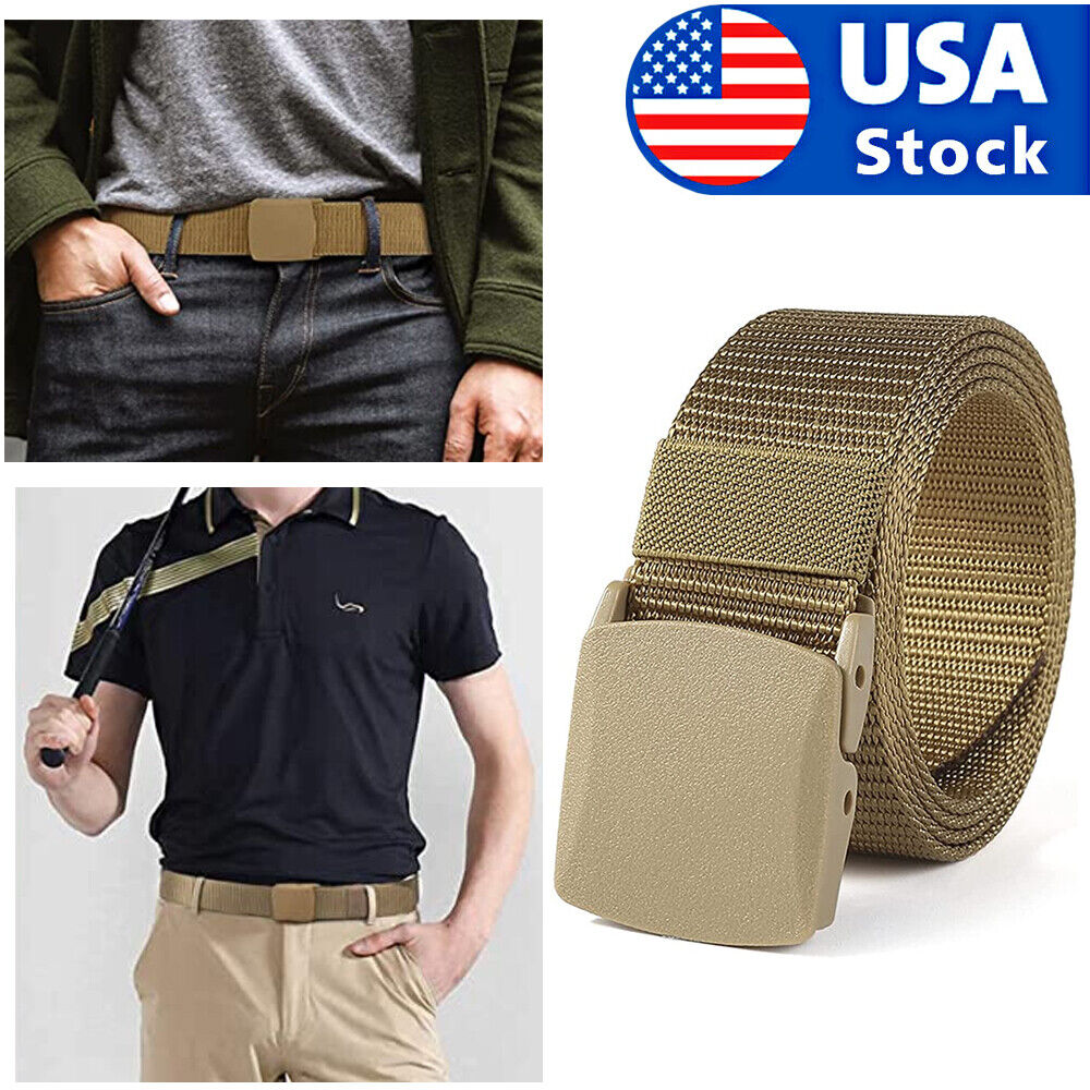 Mens Outdoor Sports Military Tactical Nylon Waistband Canvas Web Belt Adjustable
