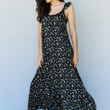 Doublju In The Garden Ruffle Floral Maxi Dress in  Black Yellow Floral
