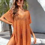 Openwork Slit Scoop Neck Cover Up
