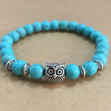 Natural Stone Owl Head Yoga Bracelet
