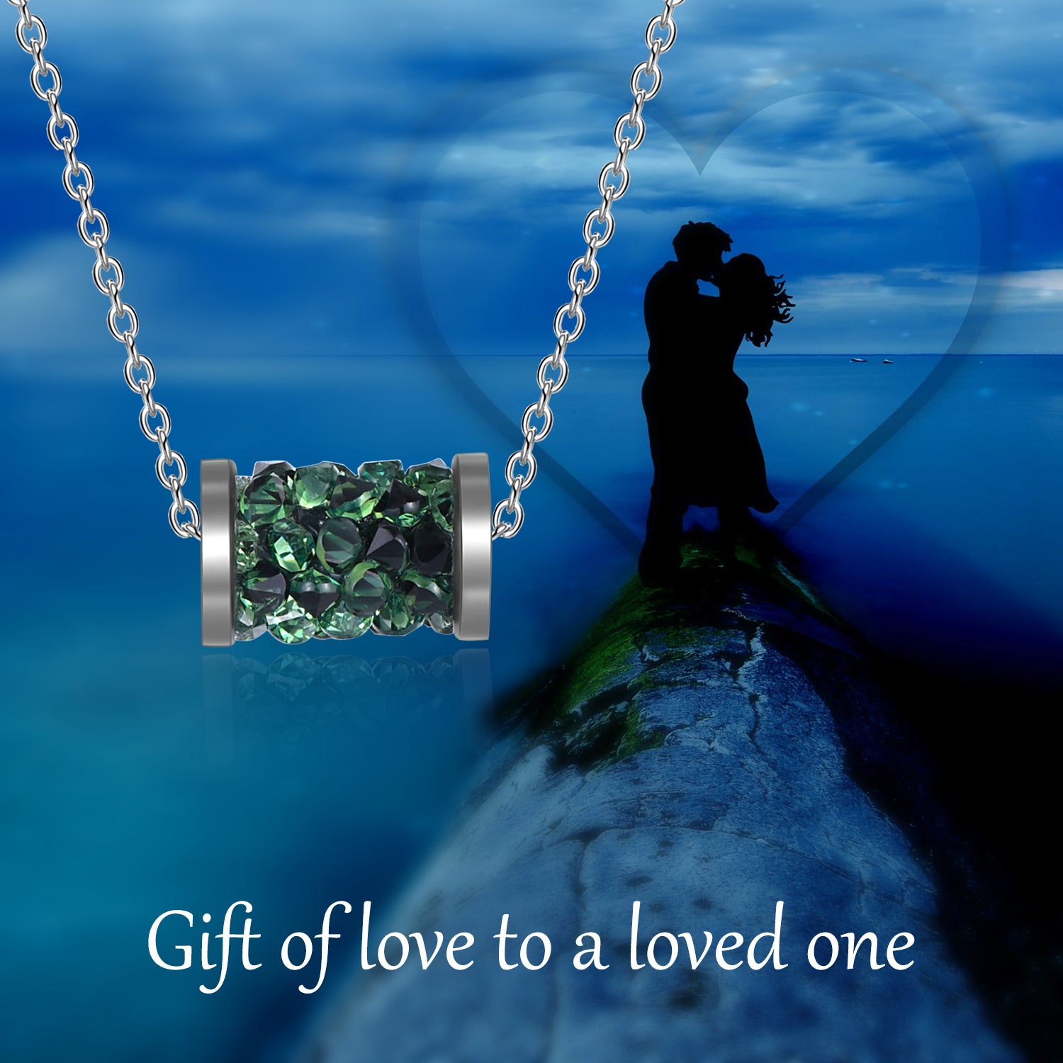 S925 Sterling Silver Moldavite Crystal Pendant Necklace for Women May Birthstone
