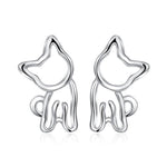 Sterling Silver Cat Stud Earrings for Women Girls with Gift Box.
