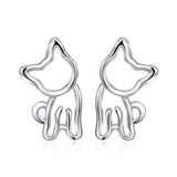 Sterling Silver Cat Stud Earrings for Women Girls with Gift Box.
