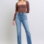 Judy Blue Full Size Run Vintage Wash Thermal Straight Jeans
