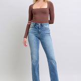 Judy Blue Full Size Run Vintage Wash Thermal Straight Jeans
