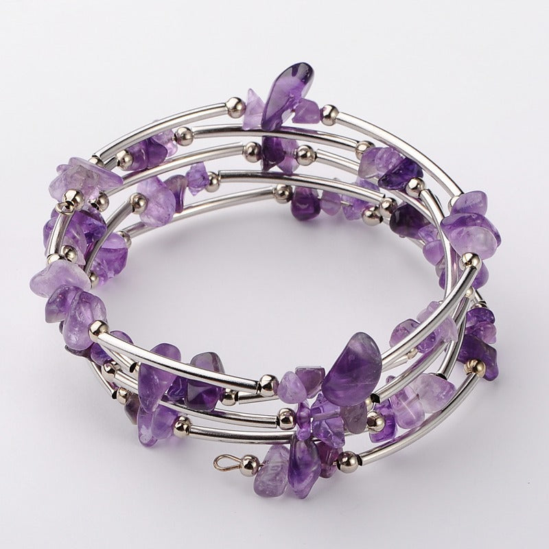 Women's Natural Crystal Crushed Stone Bracelet
