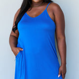 Ninexis Good Energy Full Size Cami Side Slit Maxi Dress in Royal Blue
