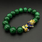 Thermochromic 12mm Green Chalcedony Warm Color Mascot Bracelet
