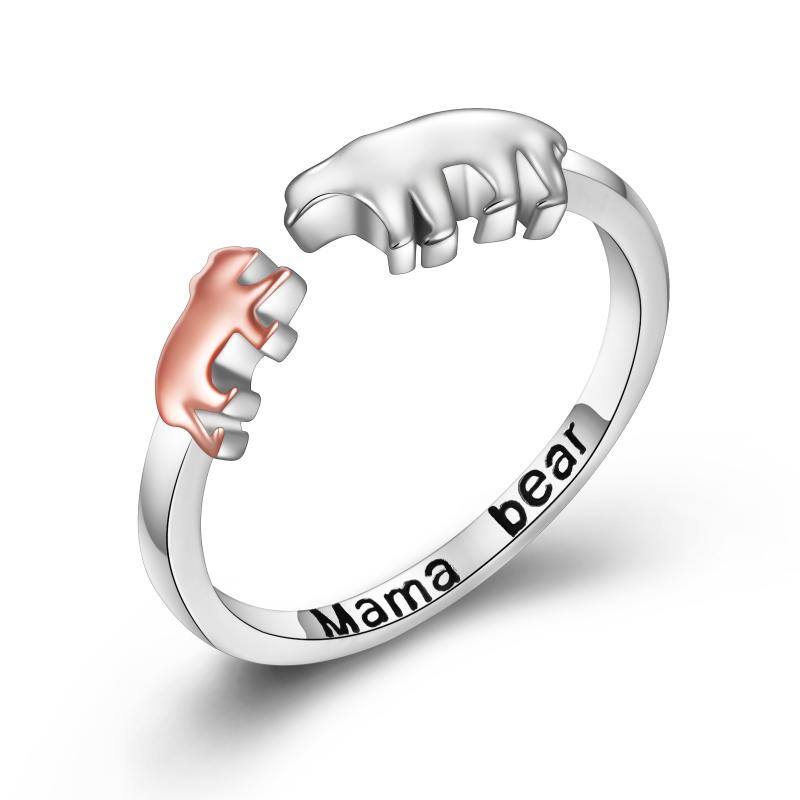 Mama Bear Rings 925 Sterling Silver Mothers Ring Mom Jewelry
