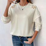 Perfee Cutout Round Neck Long Sleeve Sweatshirt
