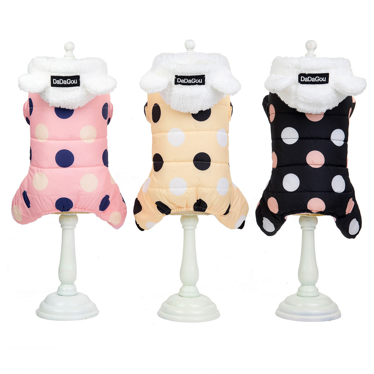 Warm big polka dot four-leg cotton coat
