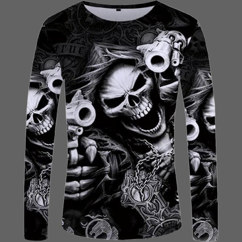 T-shirt Manches Longues Têtes de Mort Pour Homme
