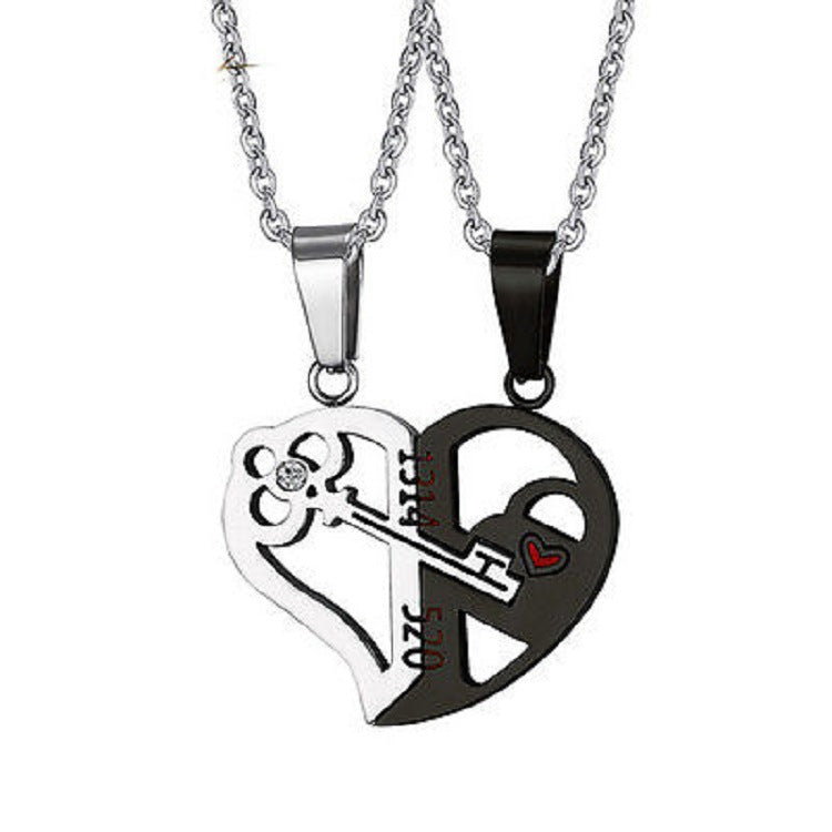 Pendant Love Necklace Set Lover Valentine Gifts Stainless Steel Chain Necklace
