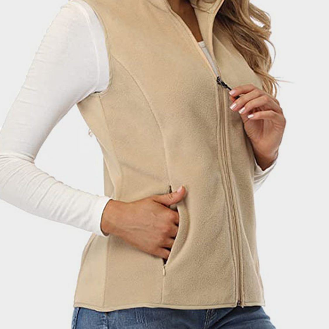 Zip Up Turtleneck Vest with Pockets
