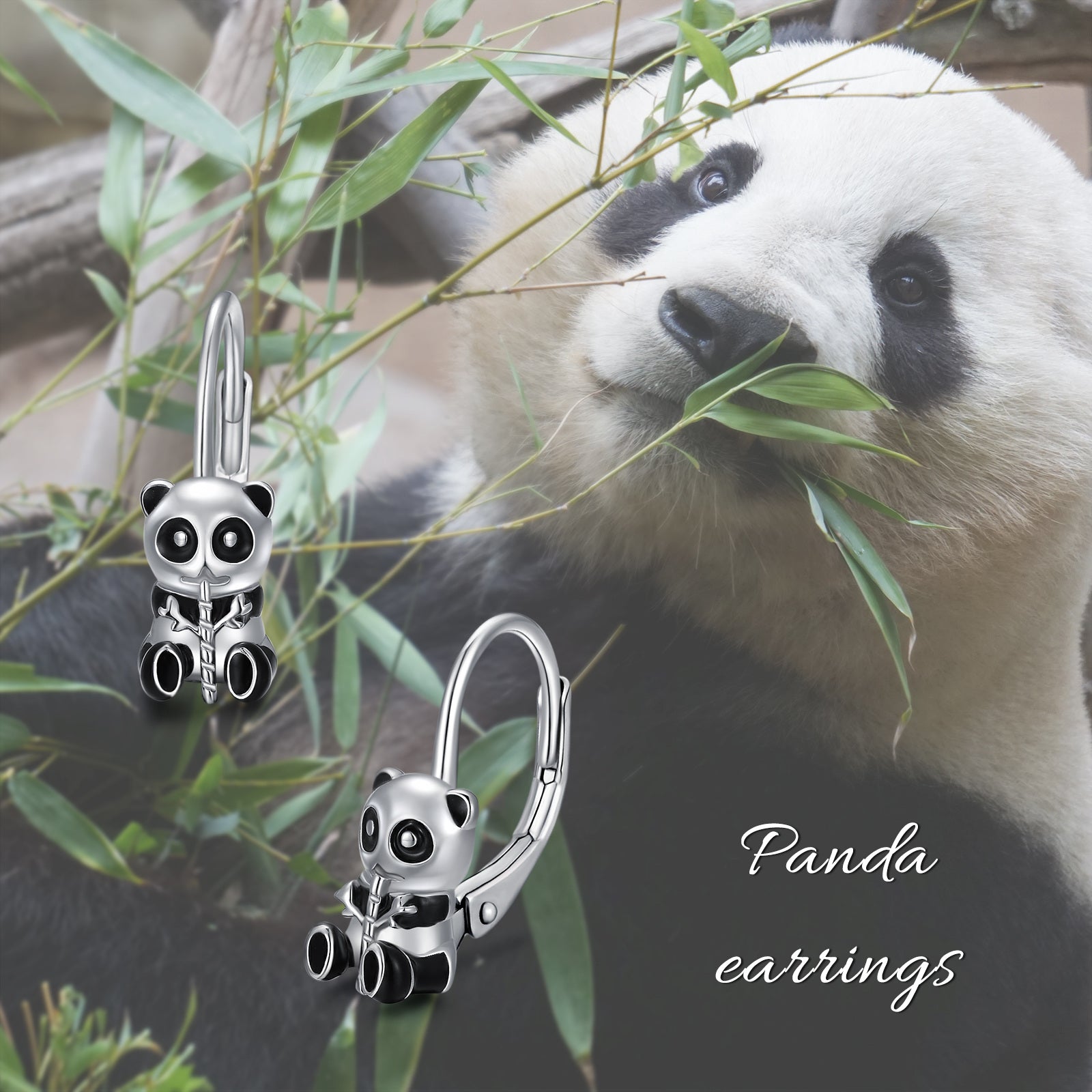 Panda Hoop Earrings 925 Sterling Silver Small Huggie Hoop Animal Earrings for Sensitive Ears Panda Gifts Jewelry for Teen Girls Women
