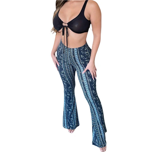 Women's  Flare Ethnic Print Pants
