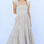 And The Why Linen Striped Ruffle Dress
