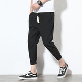 Cotton linen black men's harem pants
