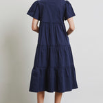 HEYSON Full Size Cotton Poplin Ruffled Tiered Midi Dress
