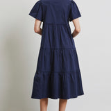 HEYSON Full Size Cotton Poplin Ruffled Tiered Midi Dress
