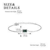 Sterling Silver with Green Crystal Bracelet Exquisite and Elegant Cable Chain
