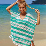 Tassel Openwork Striped V-Neck Cover Up
