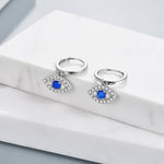 925 Sterling Silver CZ Evil Eye Dangle Hoop Earrings For Women Girls
