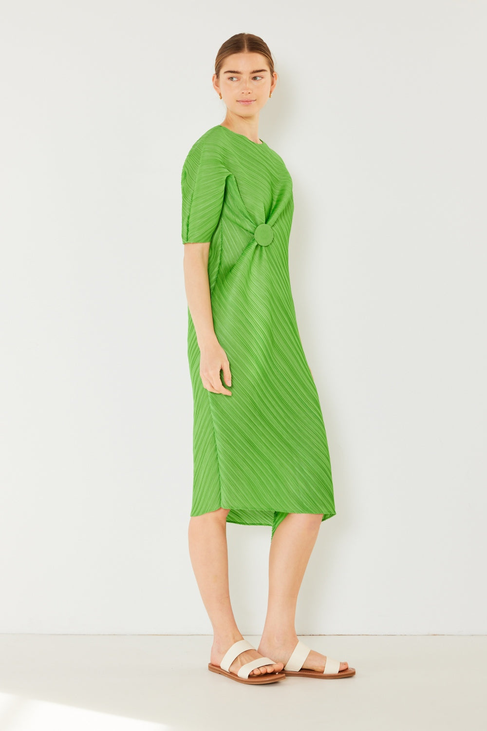 Marina West Swim Pleated Dolman Sleeve Dress
