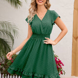 Swiss Dot Cap Sleeve Dress
