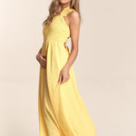 J.NNA Texture Crisscross Back Tie Smocked Maxi Dress
