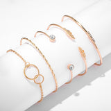 Leaf circle 5 piece set bracelet
