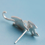 S925 Sterling Silver Stud Earrings Fashion Detachable Cat Fish Pin Studs Cute Comet Silver Earrings
