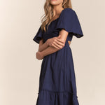 J.NNA Smocked Bow Back Ruffle Hem Dress
