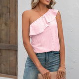 Eyelet One-Shoulder Tank
