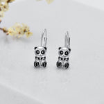 Panda Hoop Earrings 925 Sterling Silver Small Huggie Hoop Animal Earrings for Sensitive Ears Panda Gifts Jewelry for Teen Girls Women
