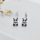 Panda Hoop Earrings 925 Sterling Silver Small Huggie Hoop Animal Earrings for Sensitive Ears Panda Gifts Jewelry for Teen Girls Women
