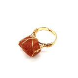 Personality Hand Wrapped Rough Stone Agate Ring
