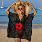 Openwork Flower V-Neck Short Sleeve Cover Up
