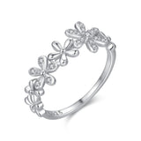 Sterling Silver Daisy Ring Female Korean Fashion Light Luxury Micro Diamond Ring
