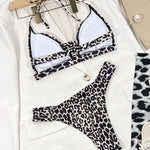 Leopard Cutout Halter Neck Bikini Set
